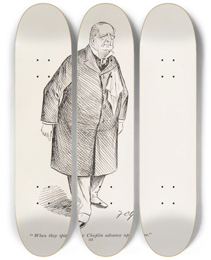 Triptych art skateboard deck of Sir Wilfrid Lawson Cartoons In Rhyme And Line Pl35 by Sir Wilfrid Lawson (1829-1906)
