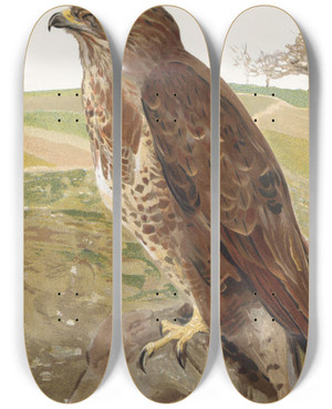 Triptych art skateboard deck of Lopaul Robert Buse by Leo Paul Robert (1851-1923)