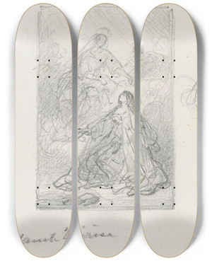 Triptych art skateboard deck of Nicaise De Keyser Saint Teresa by Nicaise De Keyser (1813-1887)