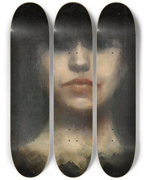 Triptych art skateboard deck of Albert Besnard The Temptress by Albert Besnard (1849-1934)