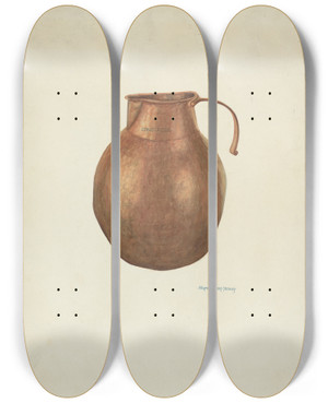 Triptych art skateboard deck of Nh Yeckley Pitcher Ecclesiastical by N.H. Yeckley