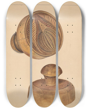 Triptych art skateboard deck of Michael Dadante Butter Mold by Michael Dadante
