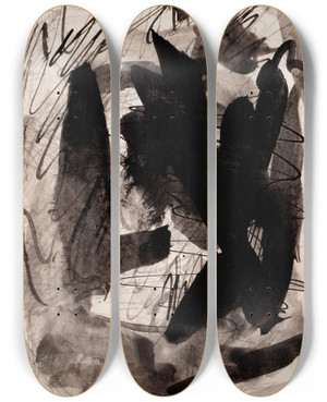 Triptych art skateboard deck of Magnus Enckell Luonnos_1 by Magnus Enckell (1870-1925)