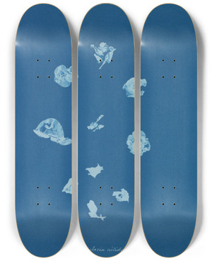 Triptych art skateboard deck of Anna Atkins Rivularia Nitida by Anna Atkins (1799-1871)