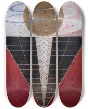 Triptych art skateboard deck of Hilma Af Klint Group X No 2 Altarpiece by Hilma af Klint (1862-1944)