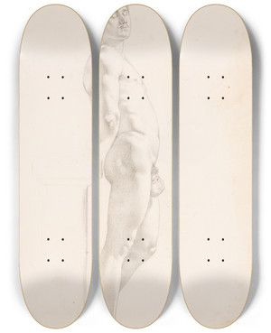 Triptych art skateboard deck of Erasmus Von Engert Sketchbook Drawings Pl3 by Erasmus Von Engert (1796-1871)