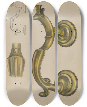 Triptych art skateboard deck of Jack Staloff Door Knocker_2 by Jack Staloff