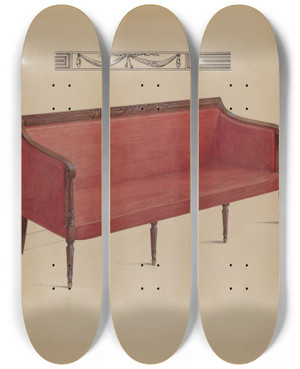 Triptych art skateboard deck of Carl Weiss Sofa_1 by Carl Weiss