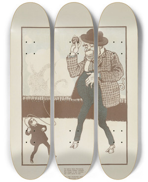 Triptych art skateboard deck of Albert Hahn Abraham Kuyper Versus De Drank by Albert Hahn (1877-1918)