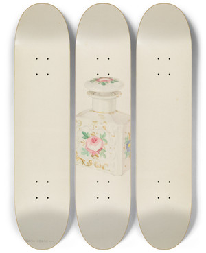 Triptych art skateboard deck of Frank M Keane Potpourri Jar by Frank M Keane