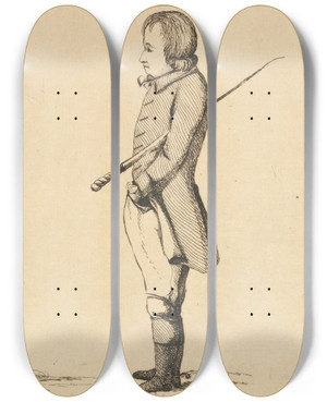 Triptych art skateboard deck of Mary Darly A Reverend Macaroni by Mary Darly (1756-1779)