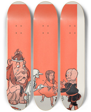 Triptych art skateboard deck of William Wallace Denslow The Good Witch Grants Dorothys Wiish by William Wallace Denslow (1856-1915)