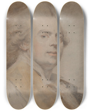 Triptych art skateboard deck of Claude Hoin Selfportrait by Claude Hoin (1750-1817)