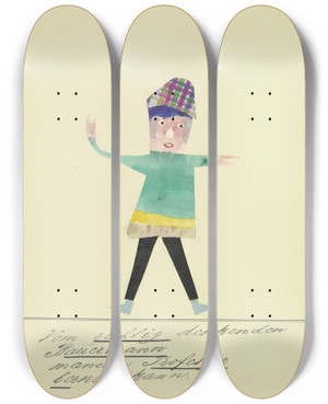 Triptych art skateboard deck of John Elsas Vom Richtig Denkenden Bauermann by John Elsas (1851-1935)