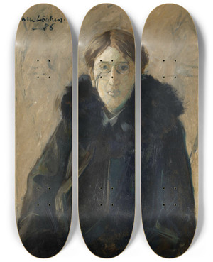 Triptych art skateboard deck of Kalle Lchen Portrait Of The Actor B K by Kalle Lochen (1865-1893)