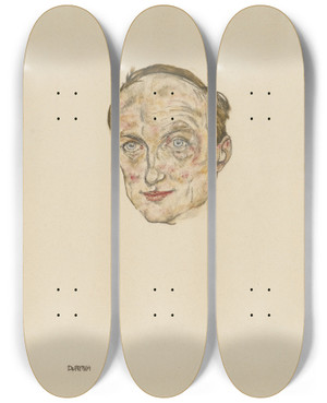 Triptych art skateboard deck of Egon Schiele Dr Othmar Fritsch by Egon Schiele (1890-1918)