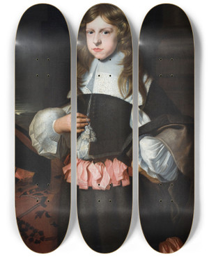 Triptych art skateboard deck of Jacob Van Reesbroeck Portret Van Balthasar Iii Moretus by Jacob Van Reesbroeck (1620-1704)
