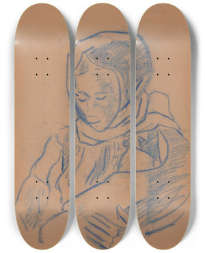 Triptych art skateboard deck of Arnold Peter Weiszkubnan Matka by Arnold Peter Weisz-Kubnan (1898-1944)