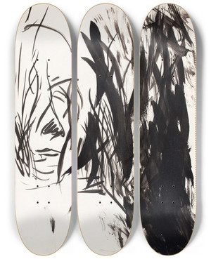 Triptych art skateboard deck of Magnus Enckell Luonnos_3 by Magnus Enckell (1870-1925)