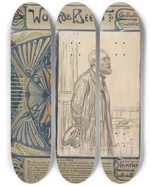 Triptych art skateboard deck of Reinier Willem Petrus De Vries Woord En Beeld Gellustreerd Maandblad_2 by Reinier Willem Petrus De Vries (1874-1952)