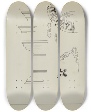 Triptych art skateboard deck of Ernest A Towers Jr Grandfathers Clock_2 by Ernest A Towers Jr (20-)