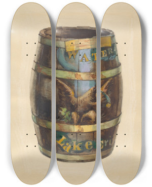 Triptych art skateboard deck of Charles Caseau Keg by Charles Caseau (1880)