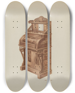 Triptych art skateboard deck of Randolph F Miller Secretary by Randolph F Miller