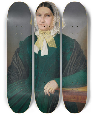 Triptych art skateboard deck of Peter Michal Boh Portrait Of Z Dluhovitsov Ne Melk by Peter Michal Bohun (1822-1879)