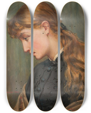 Triptych art skateboard deck of Sir John Lavery Mariana by Sir John Lavery (1856-1941)