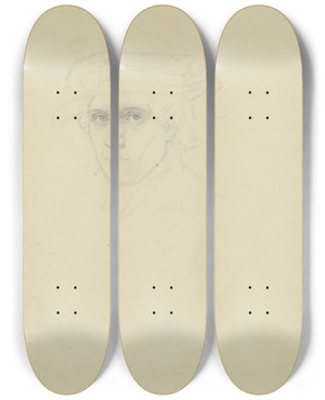 Triptych art skateboard deck of Eugen Eduard Schffer Bildnis Eines Mannes Mit Mtze by Eugen Eduard Schaffer (1802-1871)