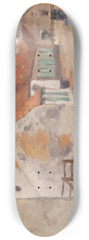 Eugen Kampf - View of a village 8.25 inch art skate deck