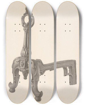 Triptych art skateboard deck of Milton Grubstein Andiron One Of Pair_2 by Milton Grubstein Triptych art skateboard deck of Milton Grubstein Andiron One Of Pair_2 by Milton Grubstein