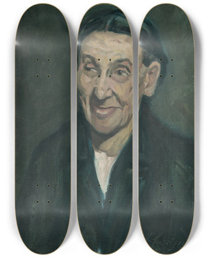 Triptych art skateboard deck of Tefan Fodor Portrait Of A Woman by Stefan Fodor (1903-1944)