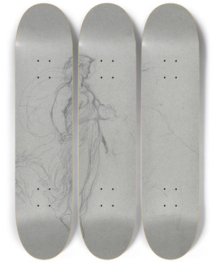Triptych art skateboard deck of Victor Mller Der Engel Aus Der Verkndigung An Die Hirten by Victor Muller (1829-1871)