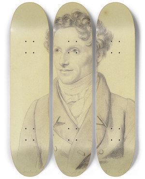 Triptych art skateboard deck of Carl Christian Vogel Von Vogelstein Bildnis Des Komponisten Und Dirigenten Francesco Morlacchi by Carl Christian Vogel Von Vogelstein (1788-1868)