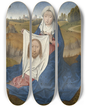 Triptych art skateboard deck of Hans Memling Saint Veronica Obverse by Hans Memling (1430-1494)