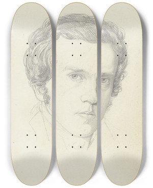 Triptych art skateboard deck of Nikolaus Hoff Bildnis Des Augsburger Kupferstecher Gottlieb Rist by Nikolaus Hoff (1798-1873)