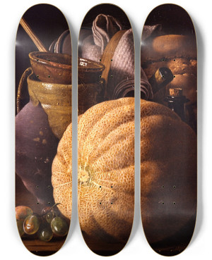 Triptych art skateboard deck of Luis Melndez Still Life by Luis Melendez (1716-1780)
