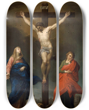 Triptych art skateboard deck of Pompeo Batoni The Crucifixion by Pompeo Batoni (1708-1787) Triptych art skateboard deck of Pompeo Batoni The Crucifixion by Pompeo Batoni (1708-1787)
