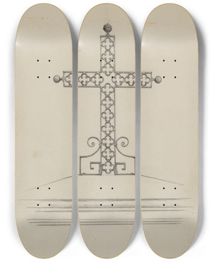 Triptych art skateboard deck of Arelia Arbo Cross by Arelia Arbo