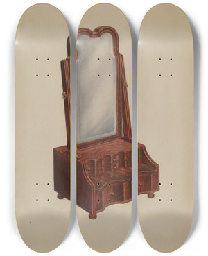 Triptych art skateboard deck of Frank Wenger Dressing Mirror by Frank Wenger (20-)