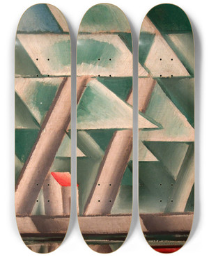 Triptych art skateboard deck of Josef Apek U Vody by Josef apek (1887-1945)