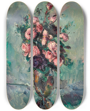 Triptych art skateboard deck of Anton Faistauer Hochzeitsrosen I by Anton Faistauer (1887-1930)