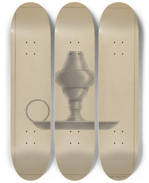 Triptych art skateboard deck of Joseph Wolins Lamp_1 by Joseph Wolins