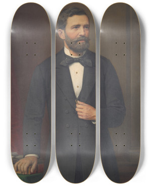 Triptych art skateboard deck of Mikls Barabs Portrait Of A Man_2 by Miklos Barabas (1810-1898)