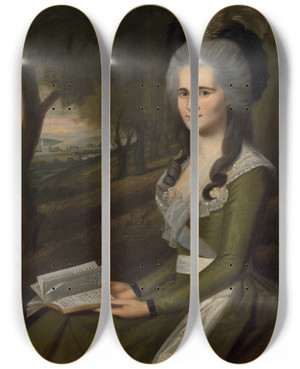 Triptych art skateboard deck of Ralph Earl Esther Boardman by Ralph Earl (1751-1801)