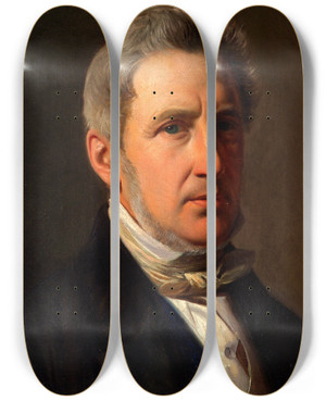 Triptych art skateboard deck of Constantin Hansen Portrait Of The Squire Alfred Hage 18031872 by Constantin Hansen (1804-1880)
