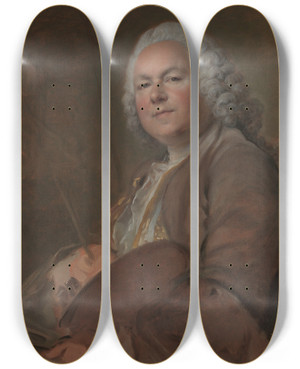 Triptych art skateboard deck of Louis Tocqu Jean Marc Nattier 16851766 by Louis Tocque (1696-1772)