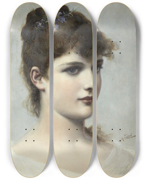 Triptych art skateboard deck of Alfred Seifert Sweet Sixteen by Alfred Seifert (1850-1901)