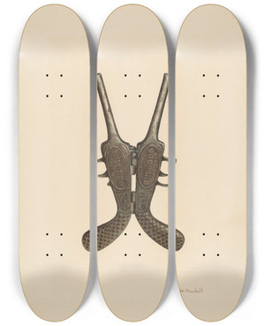 Triptych art skateboard deck of Claude Marshall Bootjack_1 by Claude Marshall